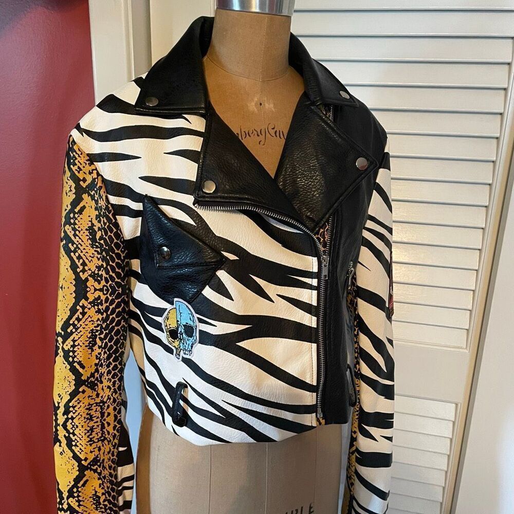 AZAELEA WANG | misunderstood crop moto jacket L NWT $110 - Picture 4 of 16